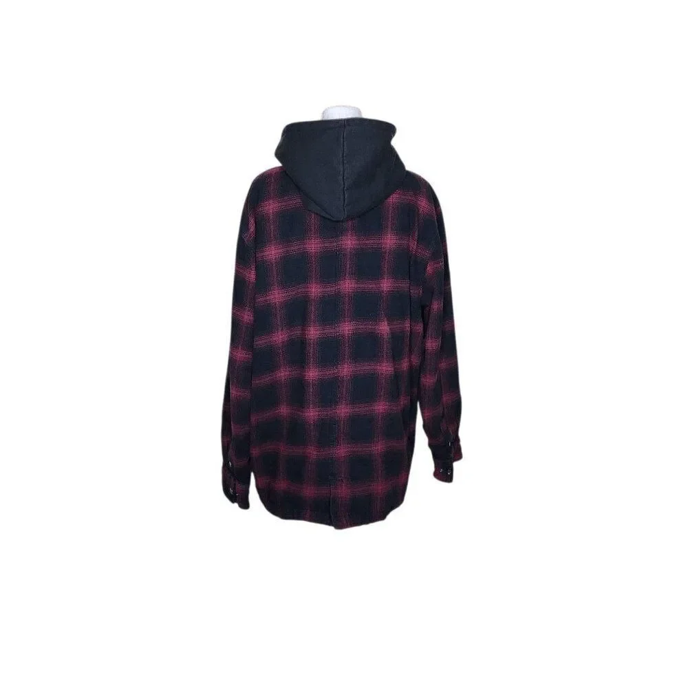 Harley Davidson Motorcycles Button Up Flannel Hoodie Jacket Size XL Plaid